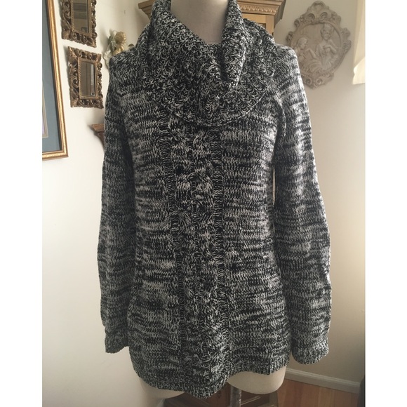 Ann Taylor black white tunic turtleneck sweater size MP - Picture 1 of 3